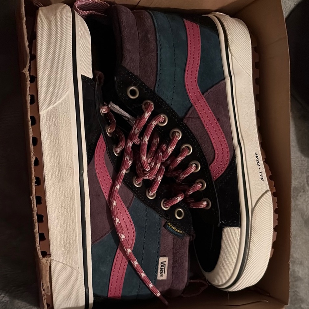 Vans Pink and Blue High-Top Sneakers